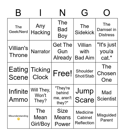 Movie Critic Bingo Card