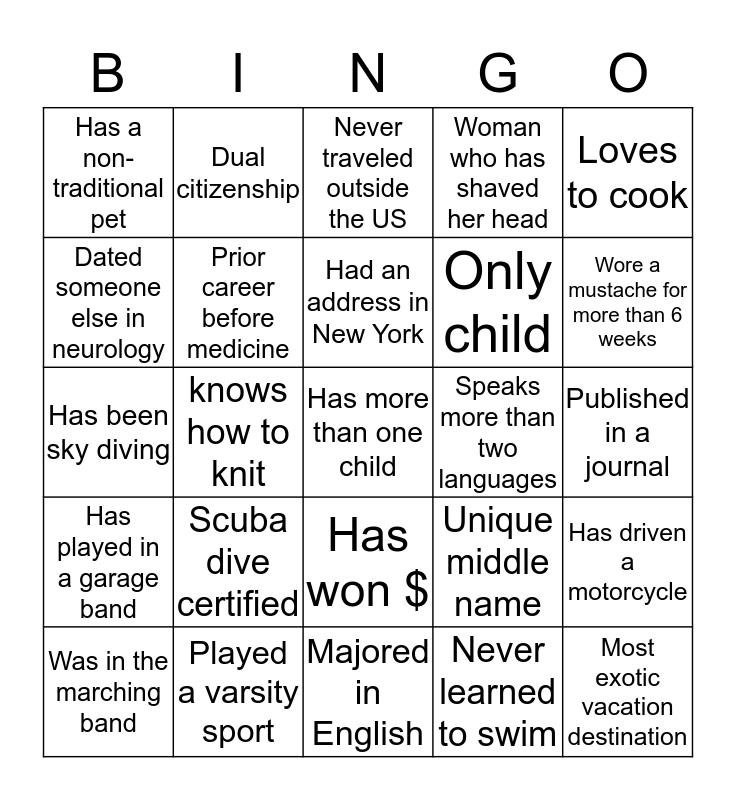 BNI Bingo Card