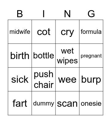 Baby Bingo Card