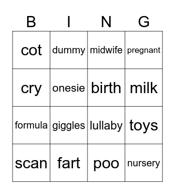 Baby Bingo Card