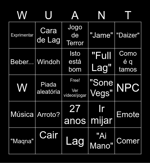 Bingo do Wuantt Bingo Card