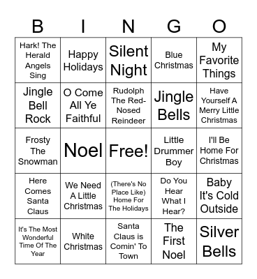 Christmas Sing-A-Long Bingo Card