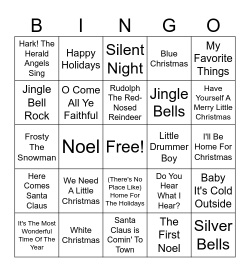 Christmas Sing-A-Long Bingo Card