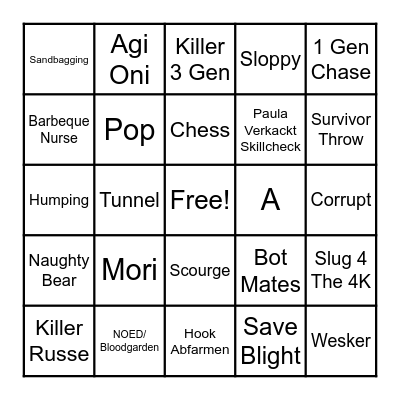 DBD Bullshit Bingo Card