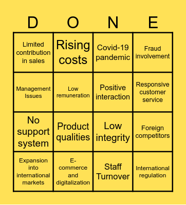 MR. D.I.Y Bingo Card