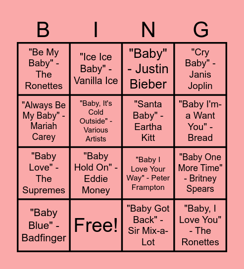 A BINGO ate your baby?!? Bingo Card