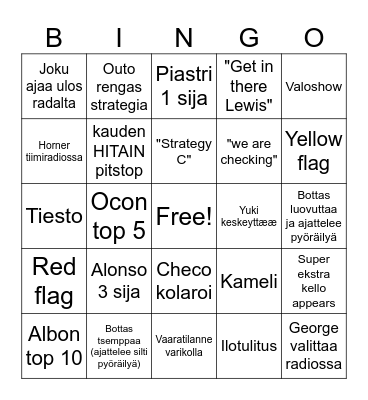 Abu Dhabi 23 Bingo Card