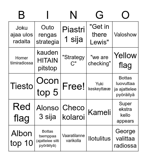 Abu Dhabi 23 Bingo Card