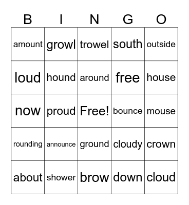 ow/ou Bingo Card