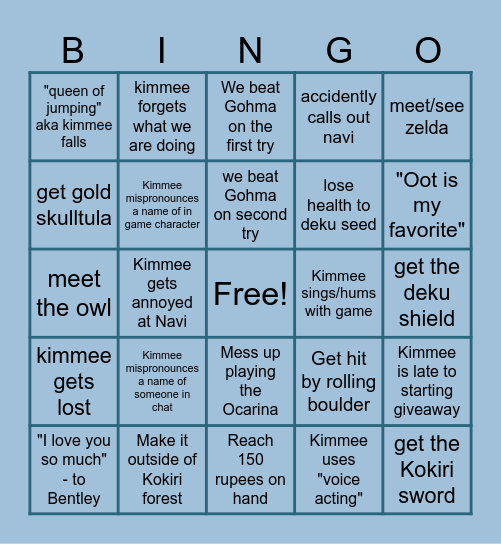 Ocarina of Time Bingo! Bingo Card