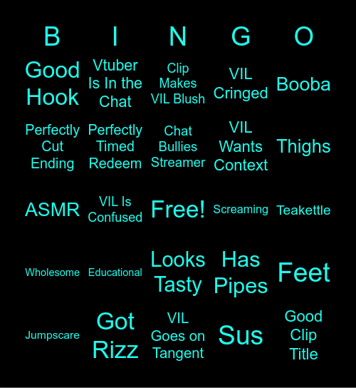 Vtuber Bingo Card