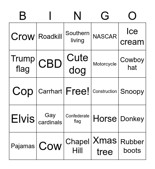 Road Trip Bingo Card