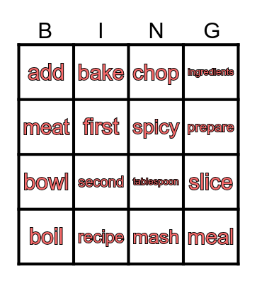 KITCHEN BINGO Card