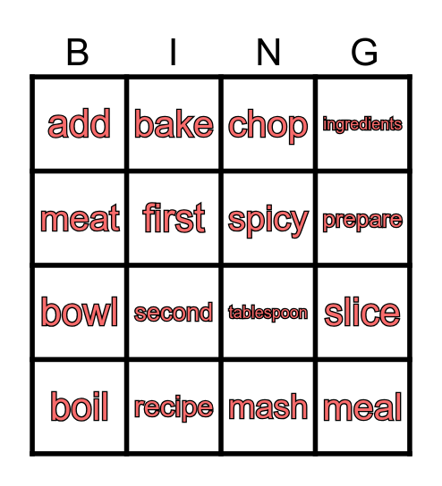 KITCHEN BINGO Card