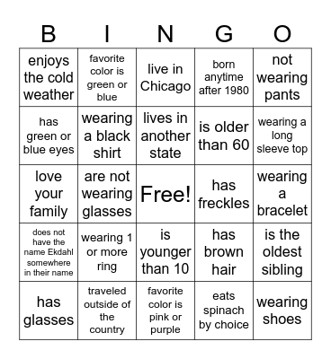 if you are... Bingo Card
