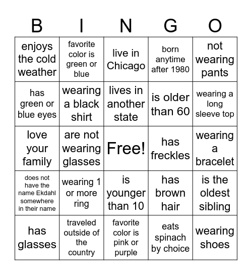 if you are... Bingo Card