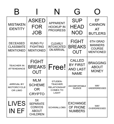 REUNION BINGO Card