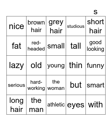 S1U3 Vocabulary Bingo Card