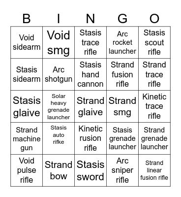 Destiny 2 crafted weapons we don't have Bingo Card