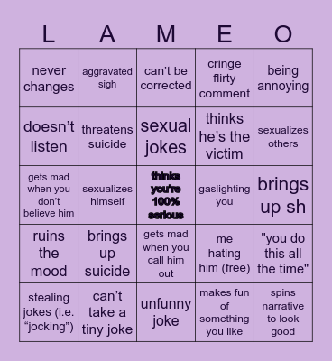 I hate this man. Bingo Card