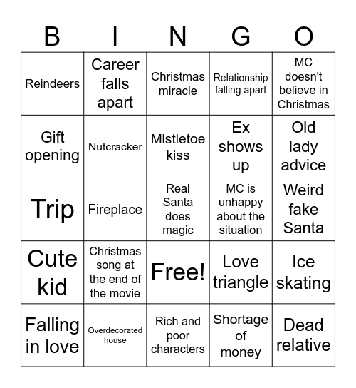 Christmas Movies Bingo Card