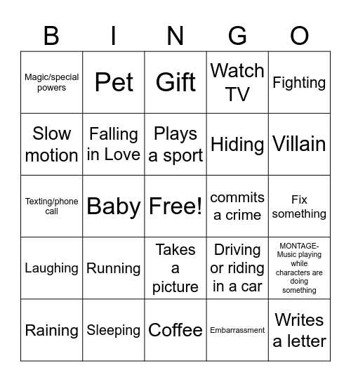 Movie BINGO Card