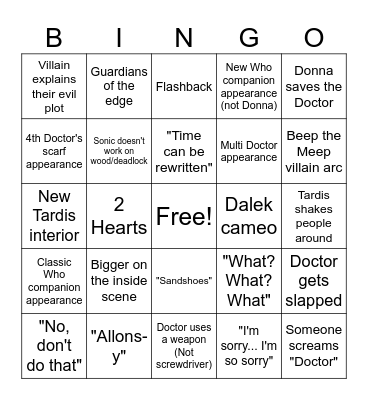 60th Doctor Who Bingo Card