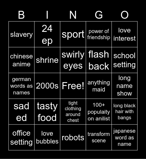 anime bingo 25.11.23 - Bingo Card