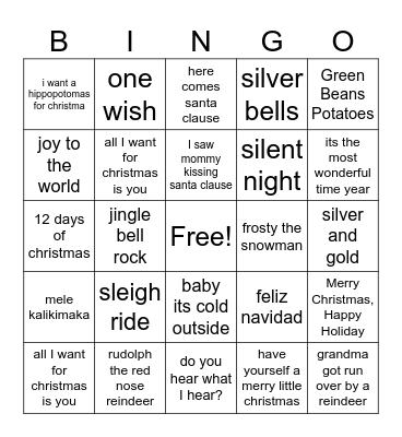 Christmas bingo! Bingo Card
