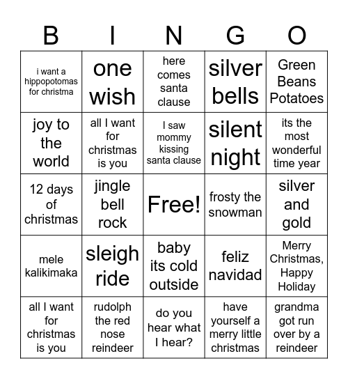 Christmas bingo! Bingo Card