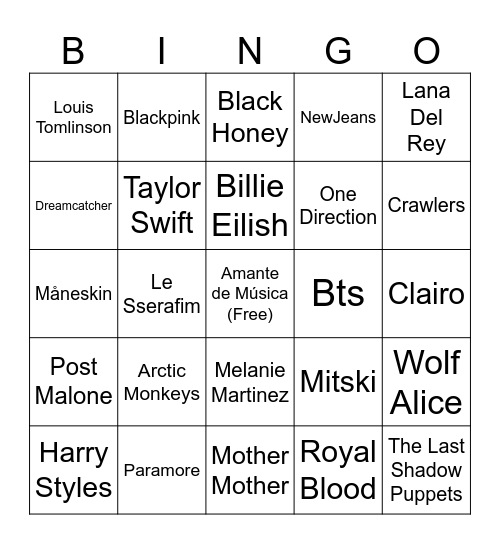 BEA'S MUSIC STYLE Bingo Card