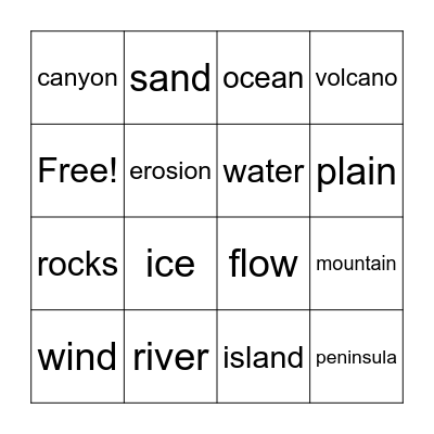 Land and Water Bingo Card