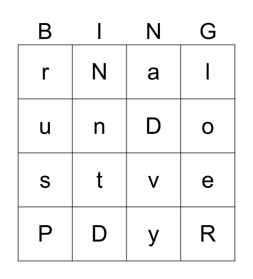 Letter Sound Bingo Card