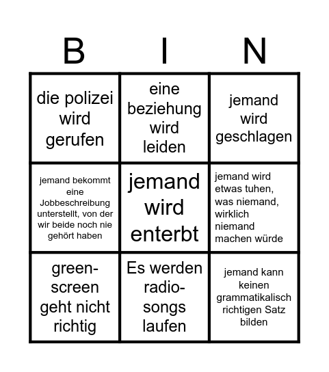 hilf mir bingo Card