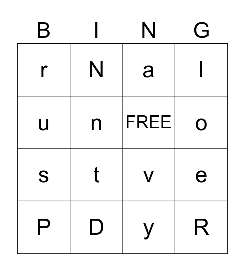 Letter Sound Bingo Card