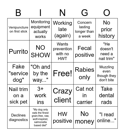 Vet Med BINGO! Bingo Card