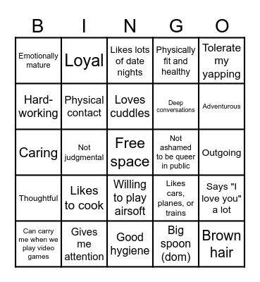 Are you Jonas' type? Bingo Card