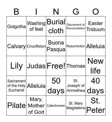 Easter Bingo  Bingo Card