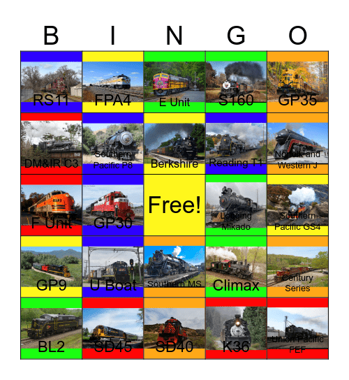 A History of Great Trains Bingo Card