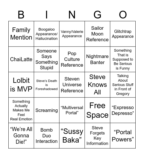 TheFamousFilms Episode Bingo Card