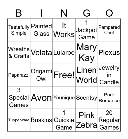 Multi-Vendor Bingo    Bingo Card