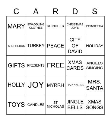 CHRISTMAS CARDS Bingo Card