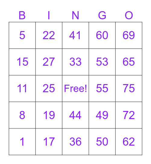 Ingayan, Dianna Bingo Card