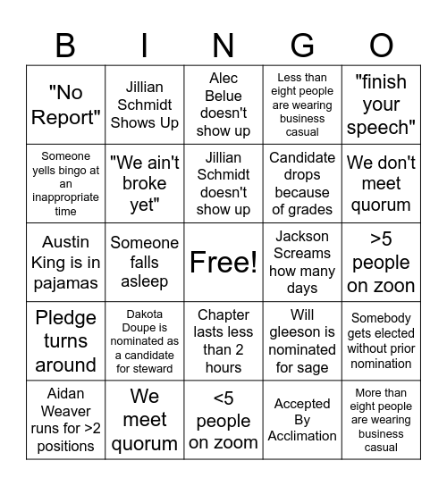 Election Bingo Card