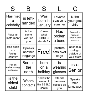 Family Affair A Bingo Card