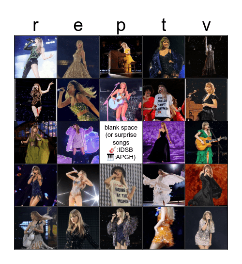 reputation (taylor’s version) Bingo Card