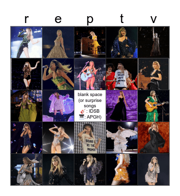 reputation (taylor’s version) Bingo Card