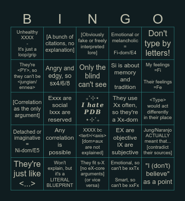 Bullshit argumentation Bingo Card