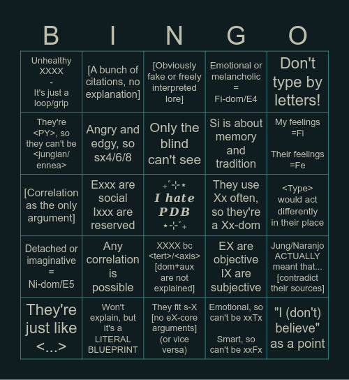 Bullshit argumentation Bingo Card