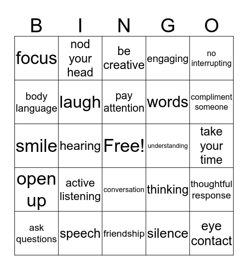 Communication Skills Bingo Card